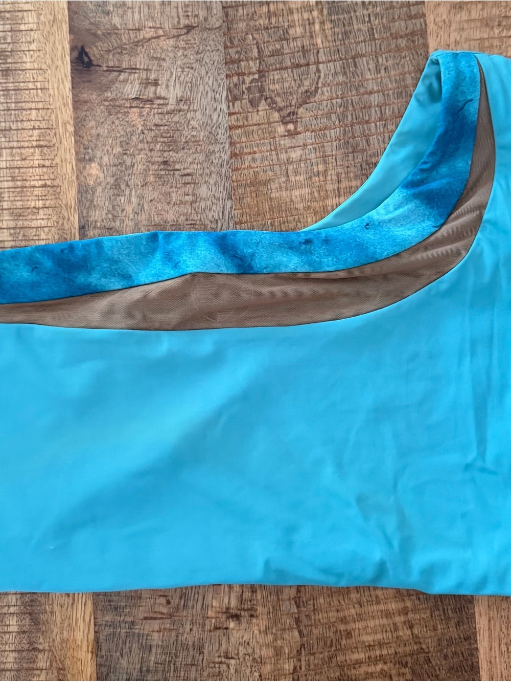 Nomads Turquoise/Mesh One-Shoulder Bikini Top